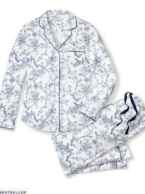 Petite Plume Women's Twill Pajama Set in Timeless Toile